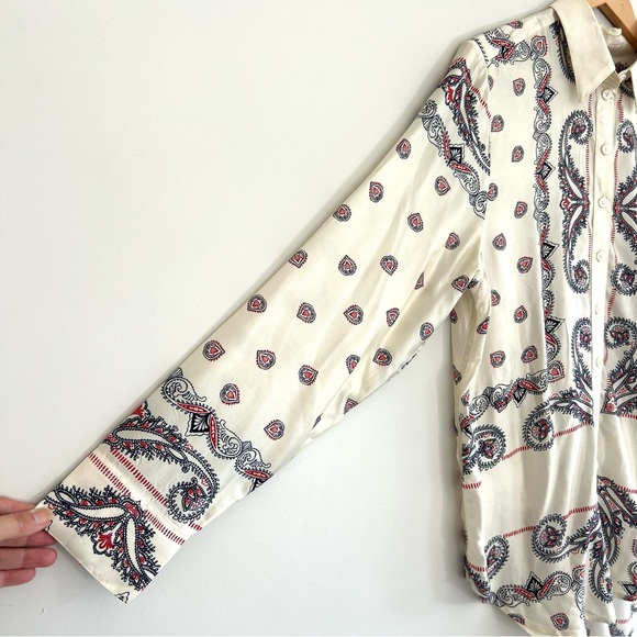 J. CREW Drapey Paisley Print Multicolor Long Sleeves Button Up Shirt Blouse Sz L - Picture 6 of 16